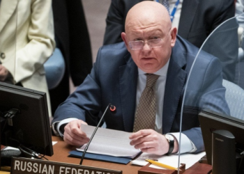 Vassily Nebenzia, permanent representative of Russia to the United Nations, speaks during a meeting of the UN Security Council, March 29, 2022, at United Nations headquarters. Nebenzia is dismissing U.S. and European Union claims that its presidency of the Security Council in April 2023 is an "April Fool's" joke. (AP Photo/John Minchillo, File)