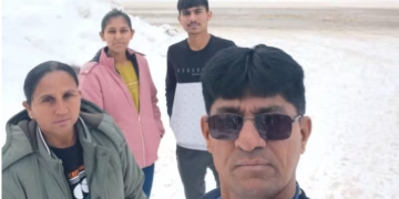 Pravinbhai Chaudhari, 49, is seen in an undated handout photo alongside his family including wife Dakshaben, 45; son Meet, 20; and 23-year-old daughter, Vidhi. (HO-Mehsana Police/The Canadian Press)