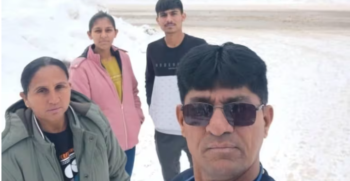 Pravinbhai Chaudhari, 49, is seen in an undated handout photo alongside his family including wife Dakshaben, 45; son Meet, 20; and 23-year-old daughter, Vidhi. (HO-Mehsana Police/The Canadian Press)