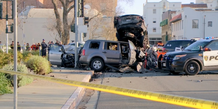 One person has died and "nearly one dozen" people were injured after a 13-year-old crashed into two other vehicles while leading police on a chase in a stolen vehicle in Woodland, California.