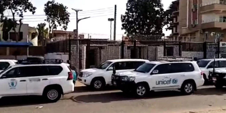 A convoy was seen on Sunday thought to be evacuating UN staff from Sudan