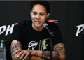 Brittney Griner speaks during a news conference at the Footprint Center in Phoenix, Arizona on April 27, 2023.