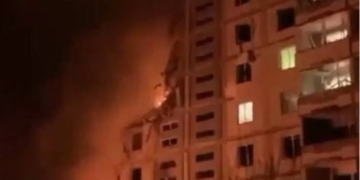 The video showed the immediate damage of the strike