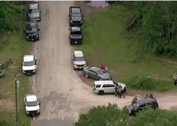 An aerial view of the search