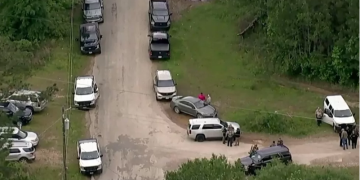 An aerial view of the search