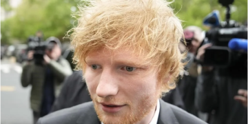 Recording artist Ed Sheeran arrives to New York Federal Court as proceedings continue in his copyright infringement trial, Thursday, May 4, 2023, in New York. John Minchillo / The Associated Press
