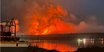 A large out-of-control wildfire is burning near the northern Alberta community of Fox Lake. (Submitted by Bridgette Loonskin)