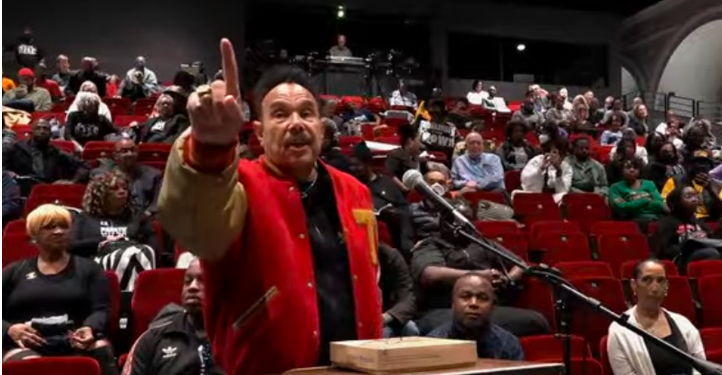 Reverend Tony Pierce calls for millions of dollars in reparations for each Black Californian at a meeting of the California Reparations Task Force on May 6, 2023. (YouTube screenshot from California )