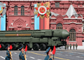 A Russian Yars intercontinental ballistic missile launcher on show during the military parade on Red Square in Moscow