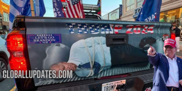 Donald Trump posts video of truck showing hog-tied Joe Biden