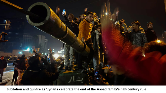 jubilation and gunfire as Syrians celebrate the end of the Assad family's half-century rule